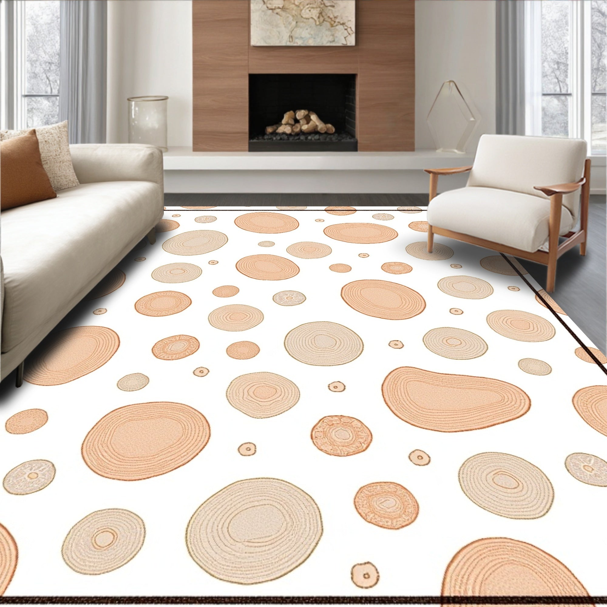Wood Grain Circles Scatter Rug