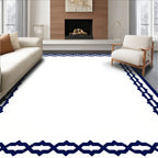 Naval Blue Geometric Chain Border Rug