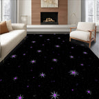 Cosmic Black Starburst Purple Accent Rug