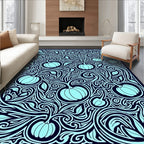 Light Blue Pumpkin Vine Swirl Rug