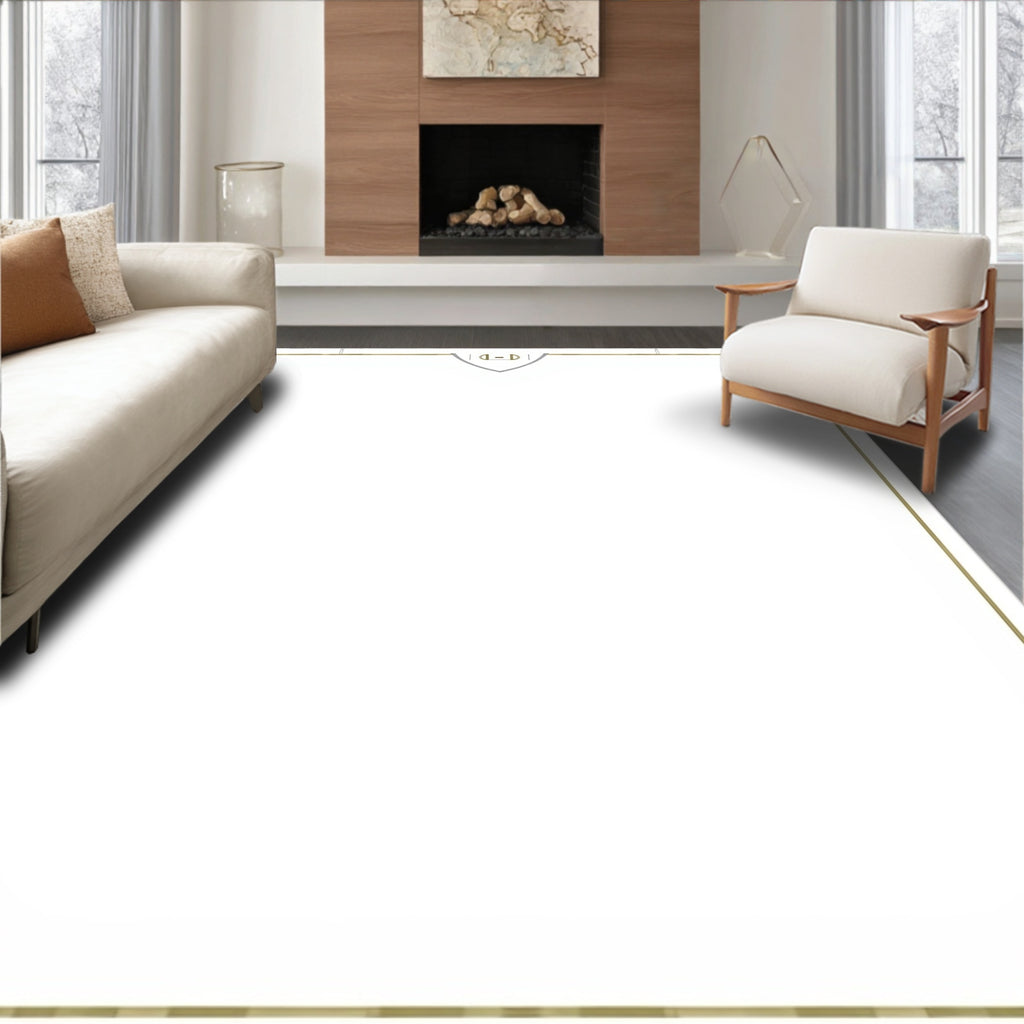 Golden Gray Geometric Shield Frame Rug