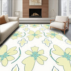 Soft Yellow Blue Floral Medallion Rug