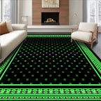 Black Neon Green Repeating Clover Medallion Rug