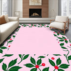 Pink Holly Berry Border Rug