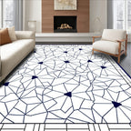 Navy Floral Geometric Tile Rug