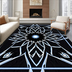 Abstract Icy Blue Starburst Frame Rug
