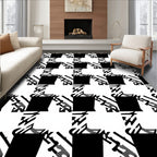 Bold Black And White Geometric Houndstooth Rug