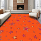 Whimsical Starburst Orange Crimson Rug