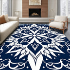 Deep Blue Intricate Floral Medallion Rug