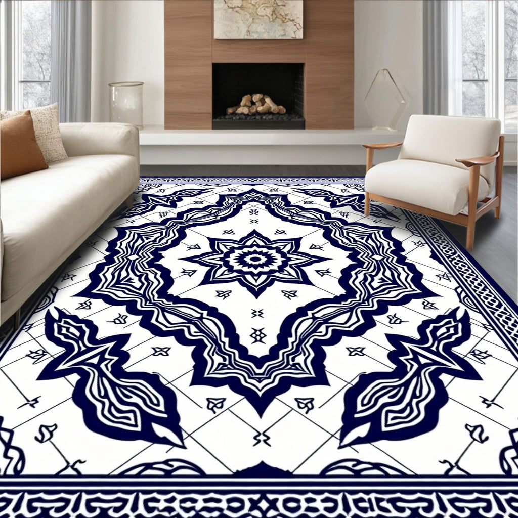 Classic Indigo Medallion Mandala Rug