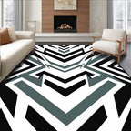 Sharp Geometric Zigzag Graphite Rug