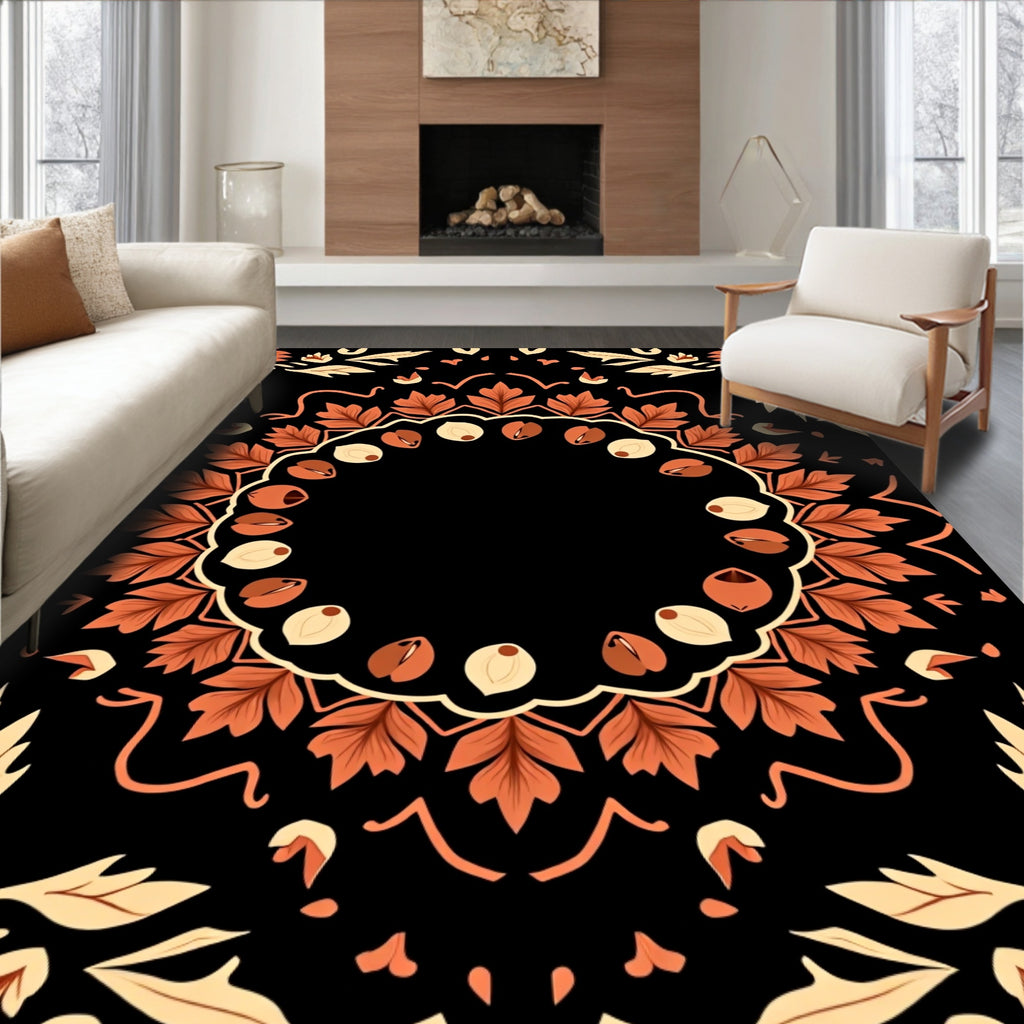Terracotta Leaf Mandala Artistry Rug