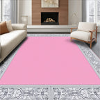 Elegant Pink Floral Art Nouveau Frame Rug