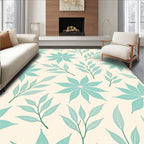 Teal Petal Leaf Botanical Arrangement Rug