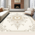 Elegant Gold Floral Mandala Frame Rug