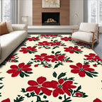 Crimson Floral Sprig Cream Rug