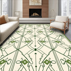 Art Nouveau Green Diamond Vine Rug