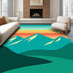 Teal Mountain Sunset Striped Layers Rug