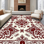 Crimson Medallion Floral Border Rug