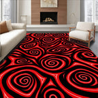 Bold Red Swirl Abstract Rug