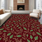 Deep Red Botanical Vine Medley Rug