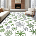 Green Silver Snowflake Array Rug