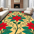 Crimson Poinsettia Vine Gold Rug