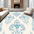 Ornate Blue Damask Crest Rug