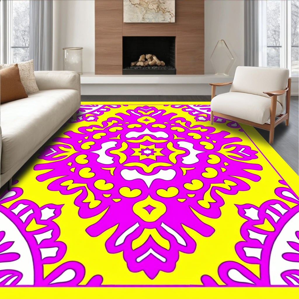 Vibrant Magenta Floral Medallion Rug