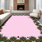 Biege Green Berry Garland Edging Rug