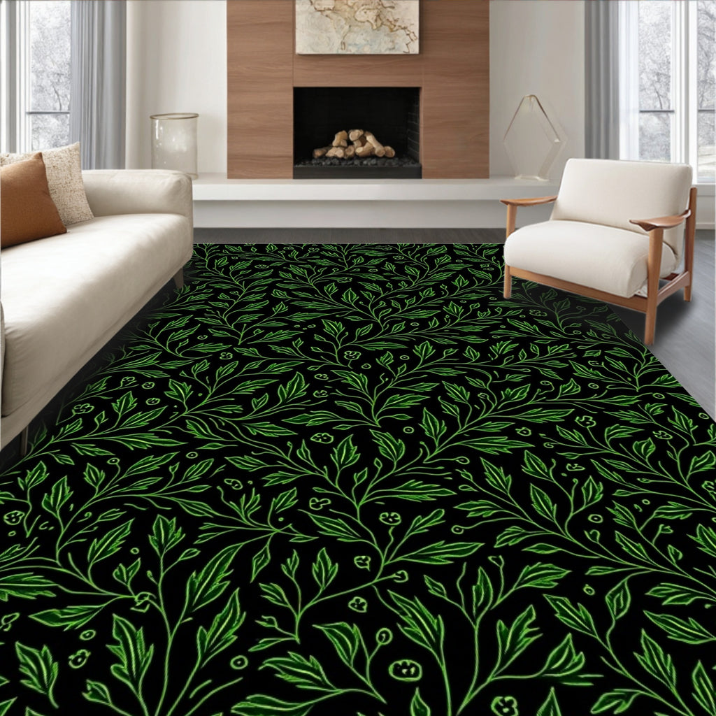 Lush Green Foliage Vine Rug