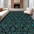 Turquoise Abstract Organic Swirls Rug