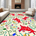 Red Animal Vine Whimsical Swirl Rug