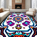 Vibrant Purple Teal Starburst Mandala Rug