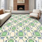 Geometric Emerald Octagon Arrangement Rug