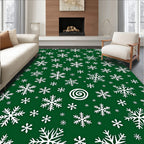 Winter White Snowflake Medley Green Rug