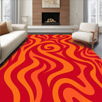 Red Orange Swirl Fire Abstract Rug