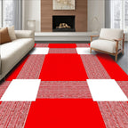 Bold Red White Gingham Squares Rug