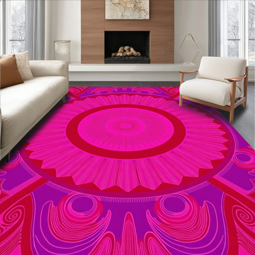 Vibrant Pink Mandalas Swirl Rug