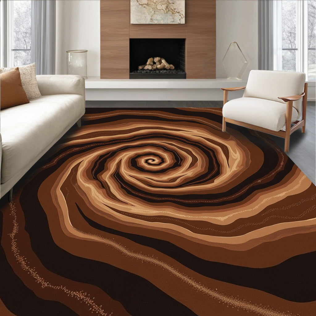 Earthy Brown Swirl Layers Rug