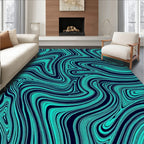 Aqua Teal Swirl Marble Rug