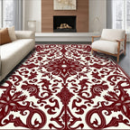 Deep Red Floral Symmetry Medallion Rug