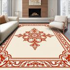 Classic Red Floral Medallion Border Rug