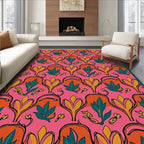 Vibrant Pink Bold Floral Arch Rug