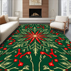 Emerald Red Gold Starburst Floral Rug