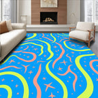 Bright Blue Starry Swirls Rug