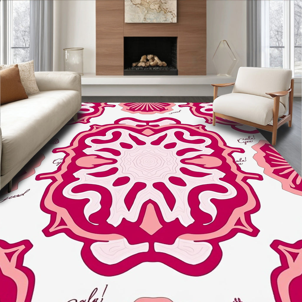 Radiant Pink Mandala Bloom Rug