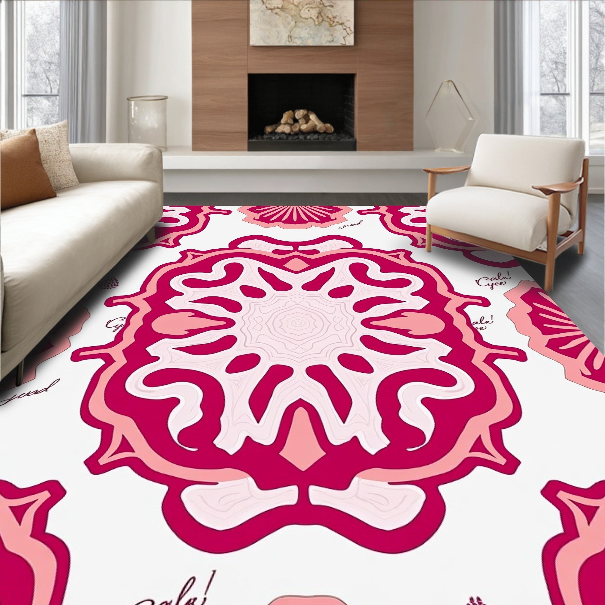 Radiant Pink Mandala Bloom Rug