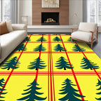 Forest Green Christmas Trees Red Plaid Rug