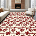 Crimson Floral Geometric Arrangement Rug